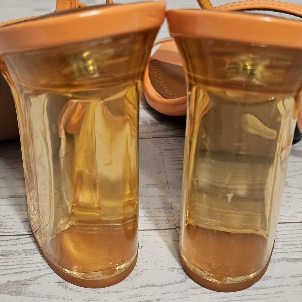 Zara Orange and Brown Leather Strappy Round Toe Sandals - Picture 4 of 8